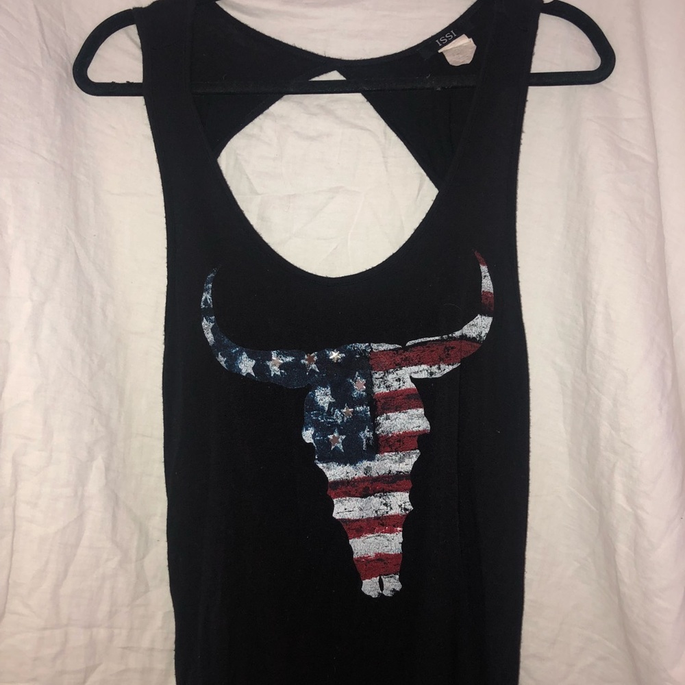American Flag Animal Skull Tank Top